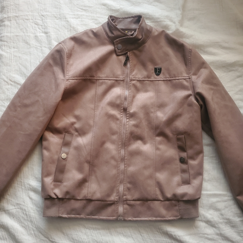 F Collections Women's Pink Suede Bomber Jacket Size M Ferrari Made In Italy